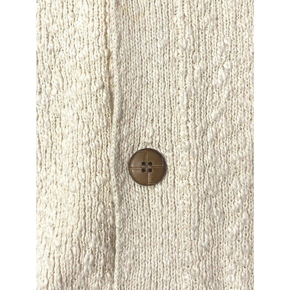 Vintage Greek Cotton Fisherman Cardigan XL Slouchy Cream Textured Knit 90s - Picture 5 of 12